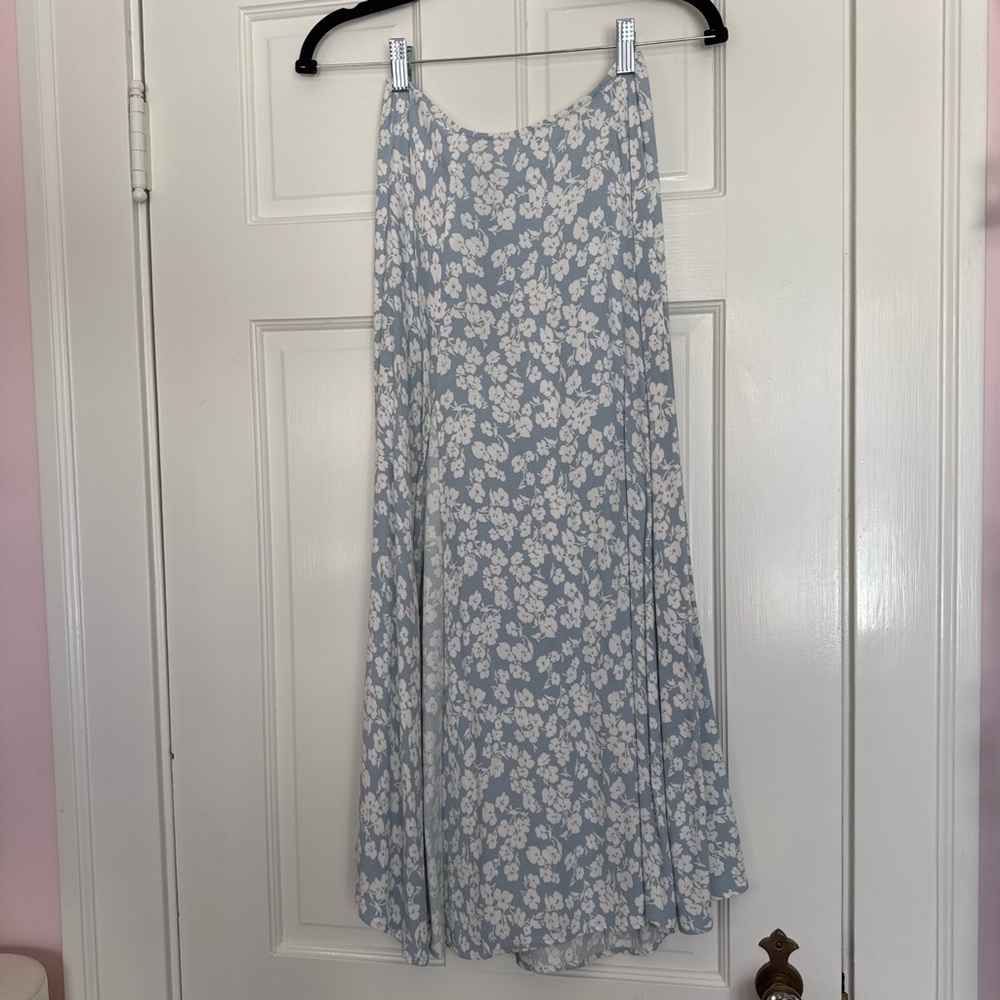 Reformation Blue and White Floral A-Line Skirt